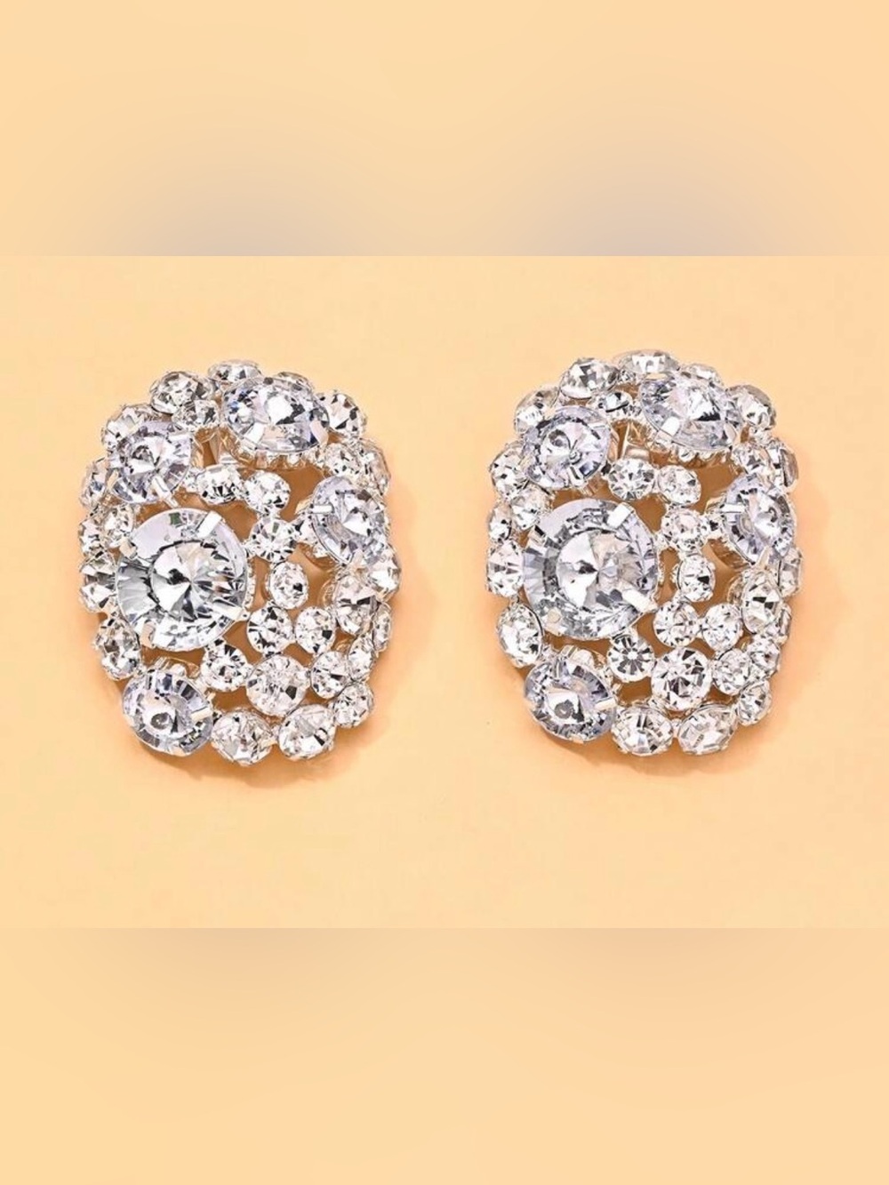 Crystal Cluster Clip-On Earrings - Women Jewelry